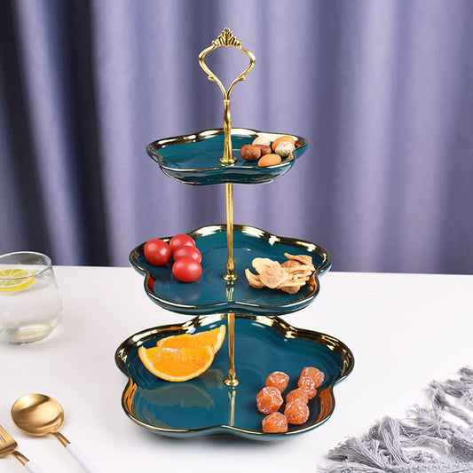 Ceramic Tower Fruit Plate Stand – Tiered Cake Serving Plate | - Elegant Households KE