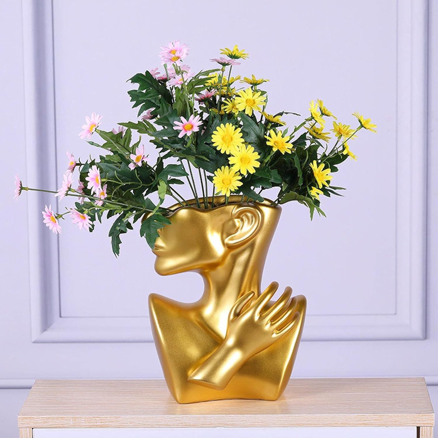 Ceramics Vase Human Head Abstract Half Body Flower vase | - Elegant Households KE