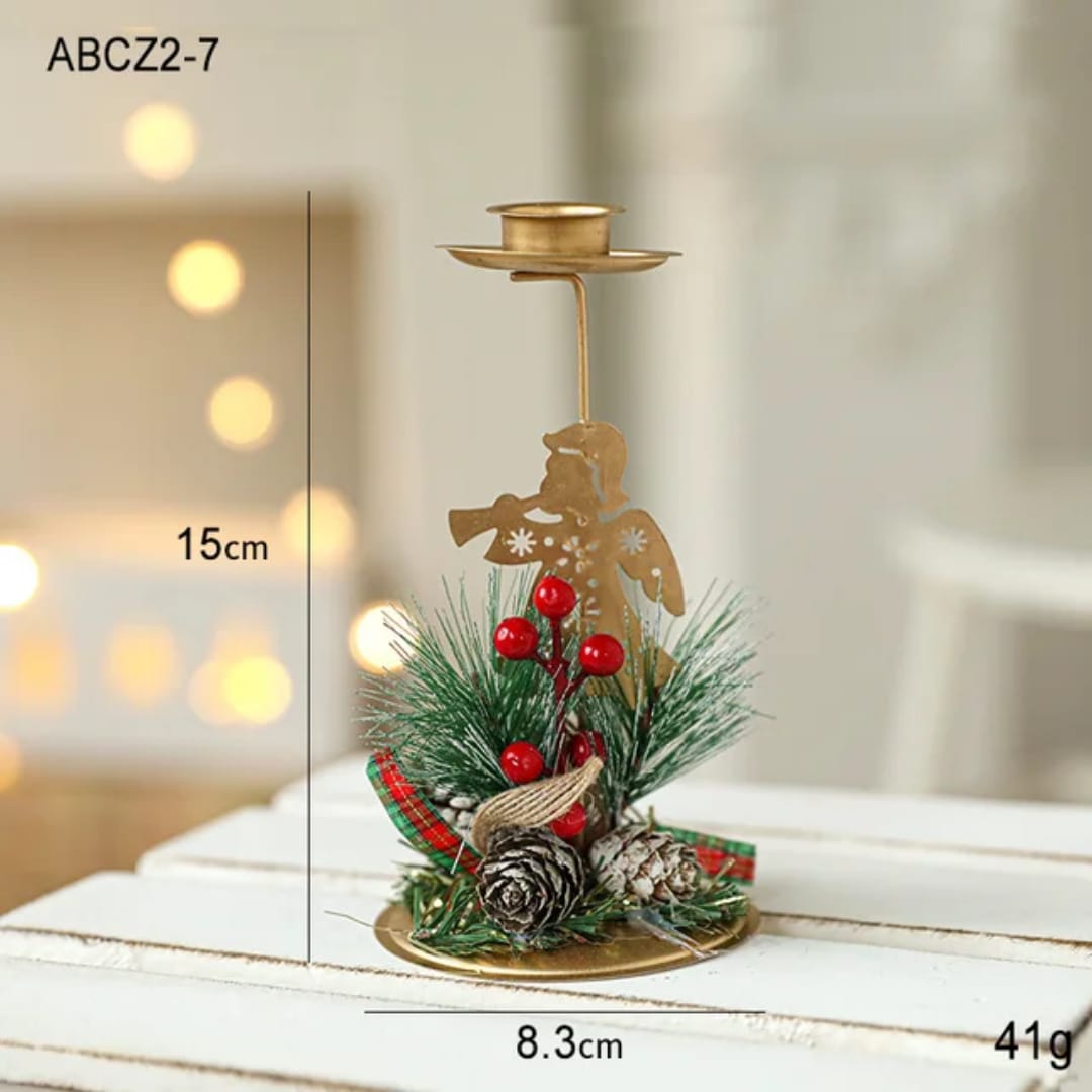 Christmas Candle Holder Santa Claus Elk tree Golden Iron Candlestick New Year Table Ornaments Xmas Gift Decor for home | - Elegant Households KE