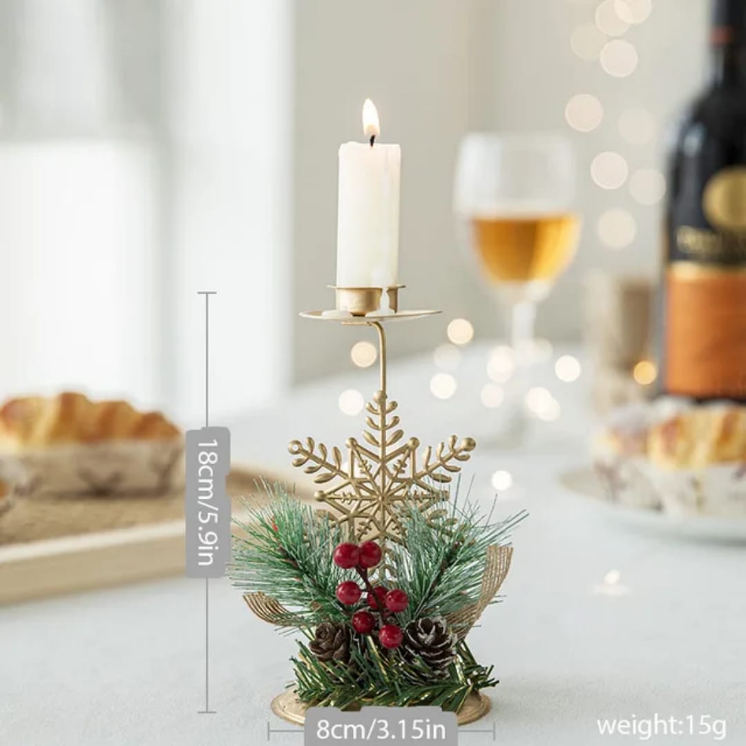 Christmas Candle Holder Santa Claus Elk tree Golden Iron Candlestick New Year Table Ornaments Xmas Gift Decor for home | - Elegant Households KE