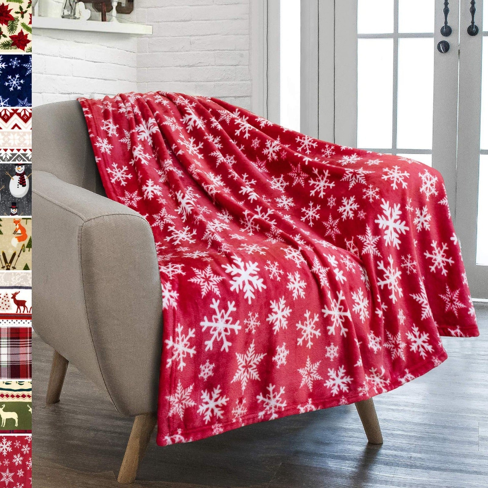 Christmas Sherpa Fleece Throw Blanket – Soft Flannel Holiday Blanket for Couch, Bed & Travel (130×150cm) | - Elegant Households KE