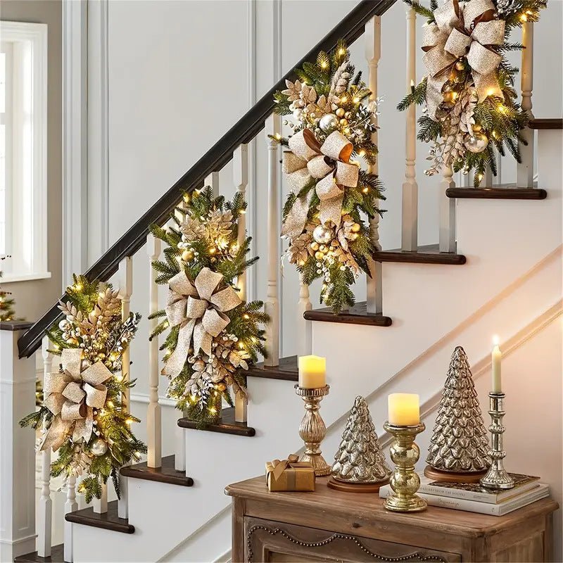 Christmas staircase wreath decorations | - Elegant Households KE