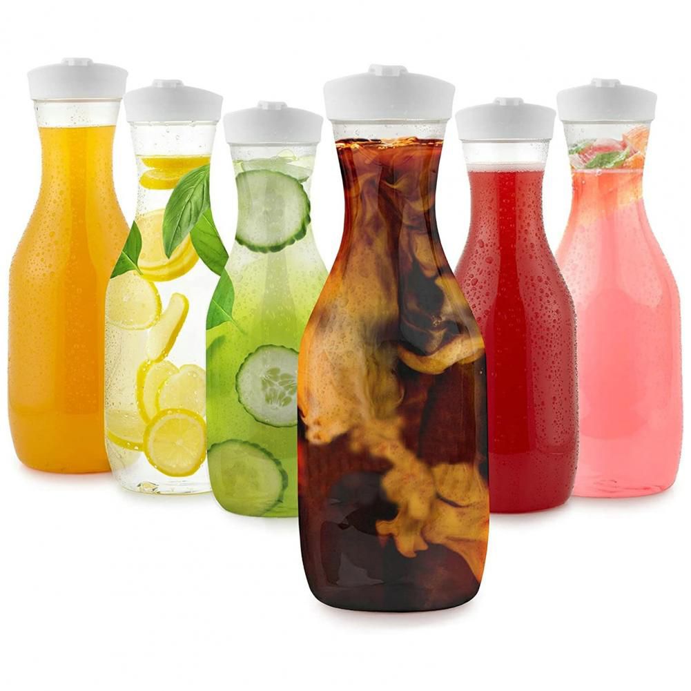Clear pitcher jug , lightweight juice/water carafe with rubber flip lid | - Elegant Households KE