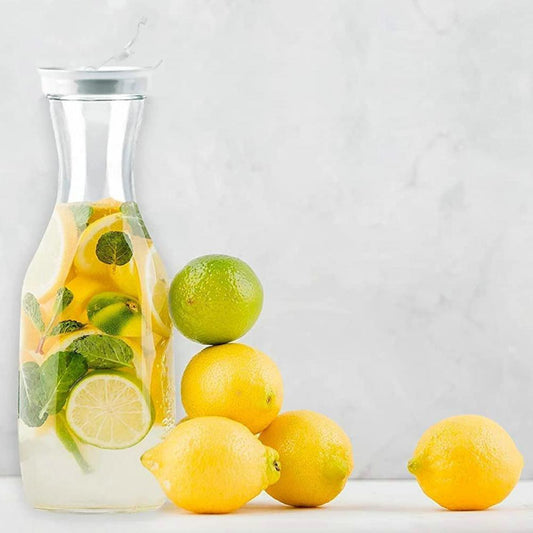 Clear pitcher jug , lightweight juice/water carafe with rubber flip lid | - Elegant Households KE