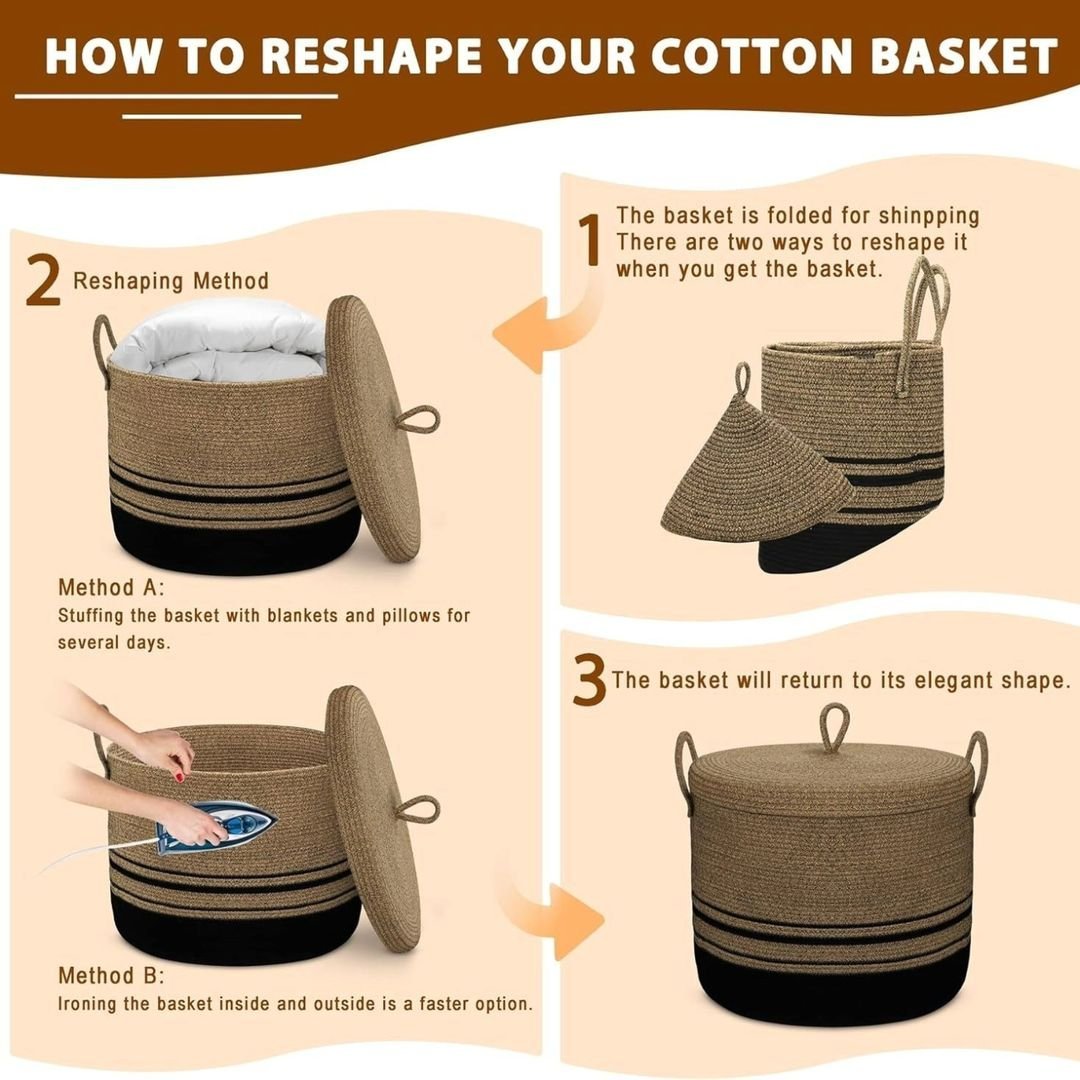 Cotton Rope Basket with Lid | - Elegant Households KE