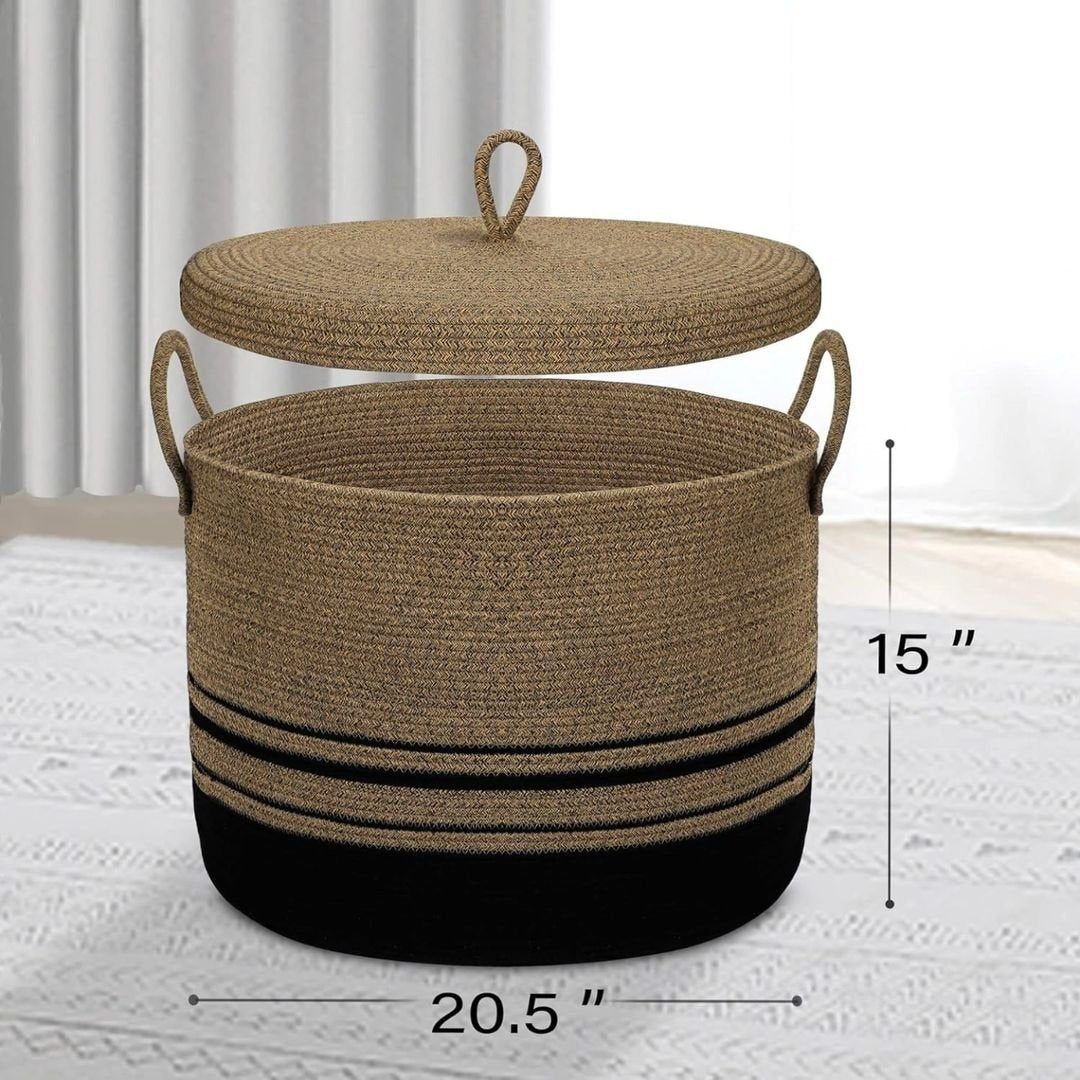 Cotton Rope Basket with Lid | - Elegant Households KE