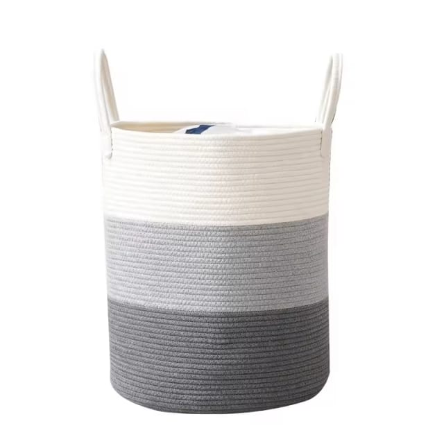 Cotton rope laundry basket woven large storage basket | - Elegant Households KE