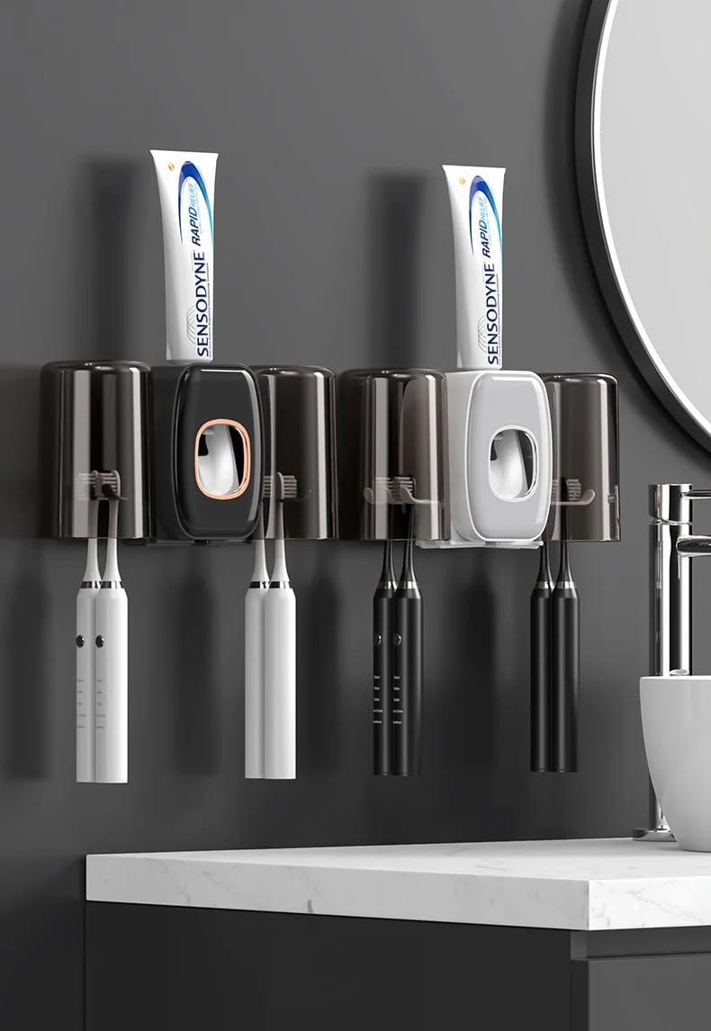 Creative Automatic Toothpaste Squeezer &amp;Toothbrush Holder Set | - Elegant Households KE
