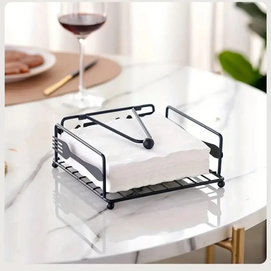 Creative Square Wrought Iron Tissue Holder Napkin Box | - Elegant Households KE