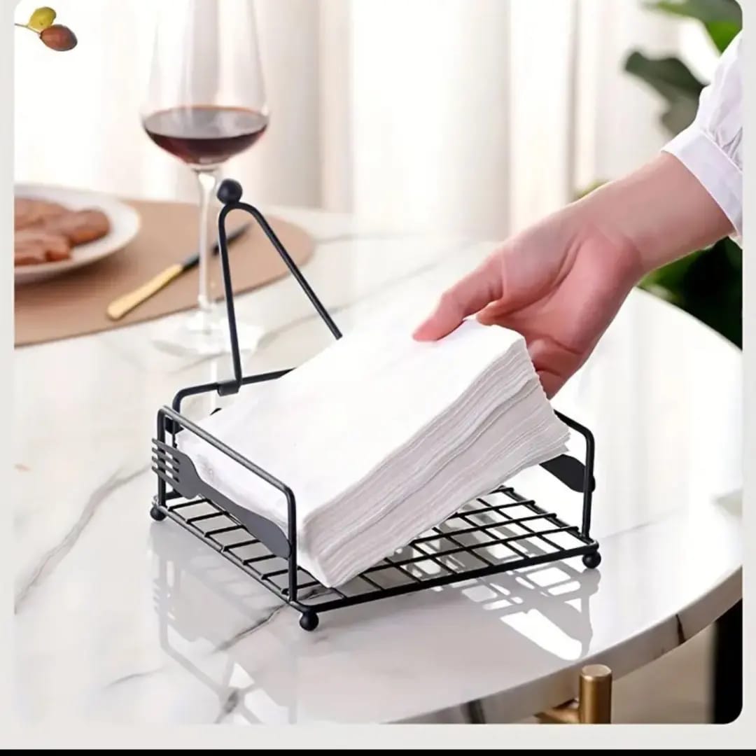 Creative Square Wrought Iron Tissue Holder Napkin Box | - Elegant Households KE