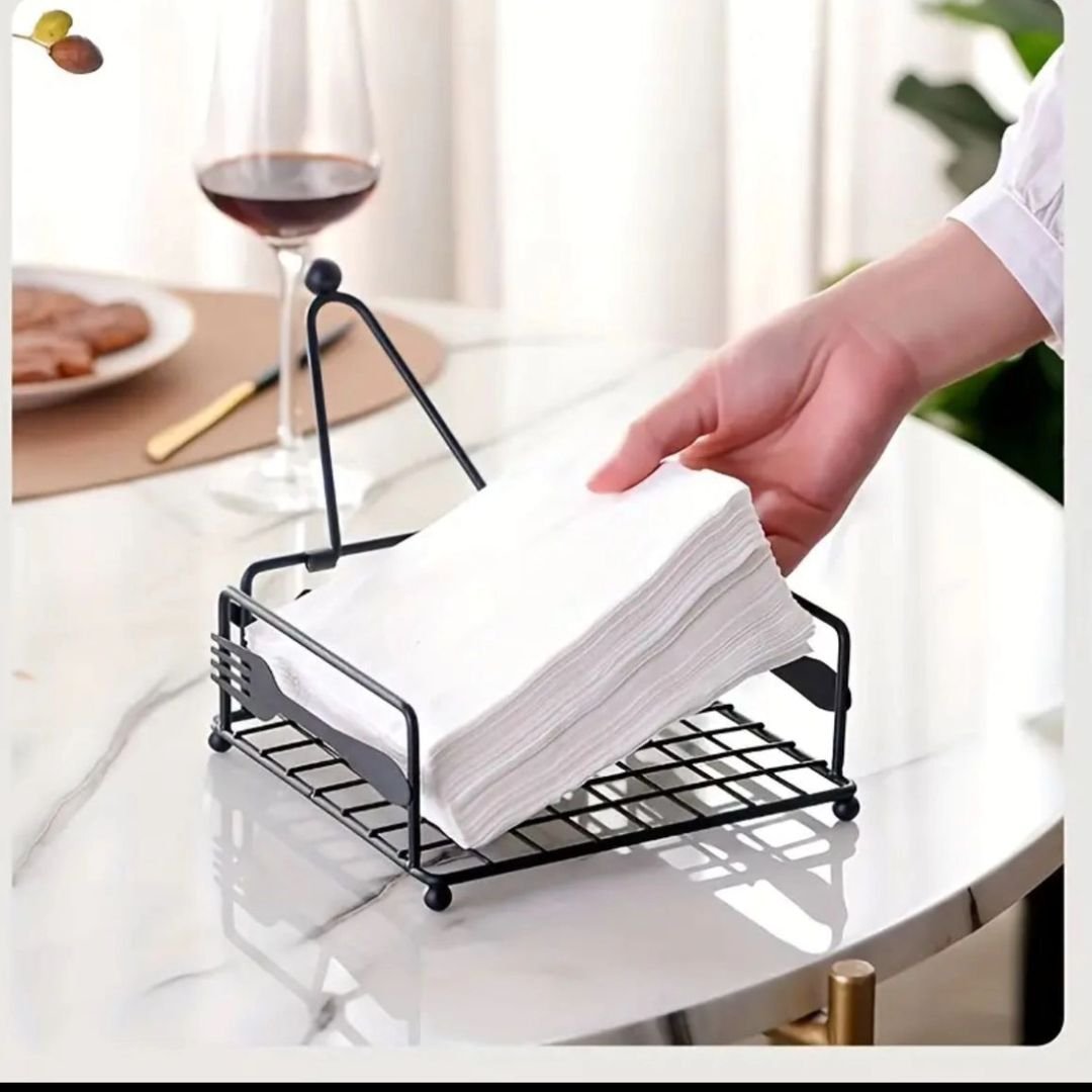 Creative Square Wrought Iron Tissue Holder Napkin Box | - Elegant Households KE