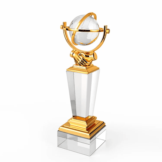 Crystal Globe Trophy Decor – Luxury Award - Style Office Ornament | - Elegant Households KE
