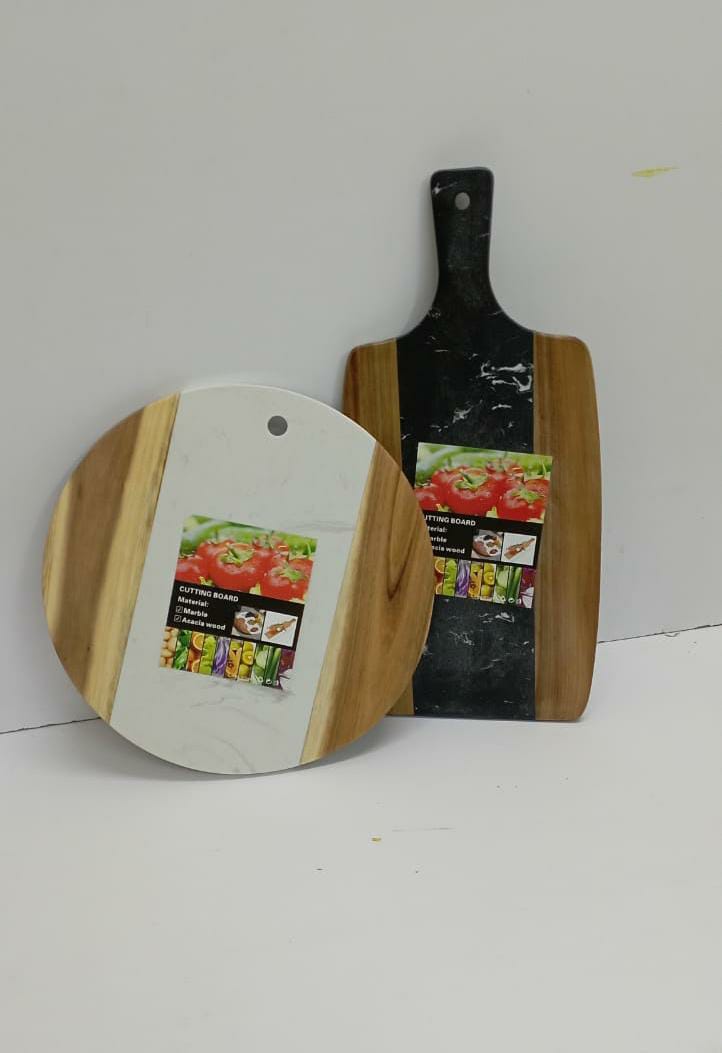 CUTTING MARBLE BOARD STONE + ACACIA or SERVING tray/Chopping board | - Elegant Households KE