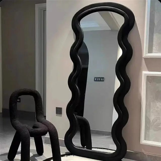 Decor Mirror Wavy Blocks Modern Decorative Frame Mirror | - Elegant Households KE