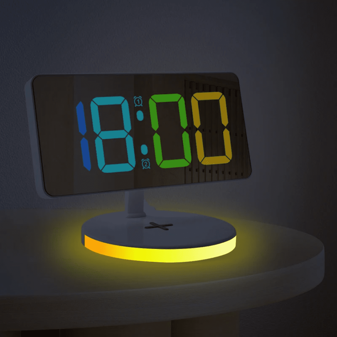 Digital Alarm Clock with LED Display and Wireless Charger | - Elegant Households KE