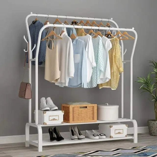 Double Clothes Rack with 2 Bottom Storage | - Elegant Households KE