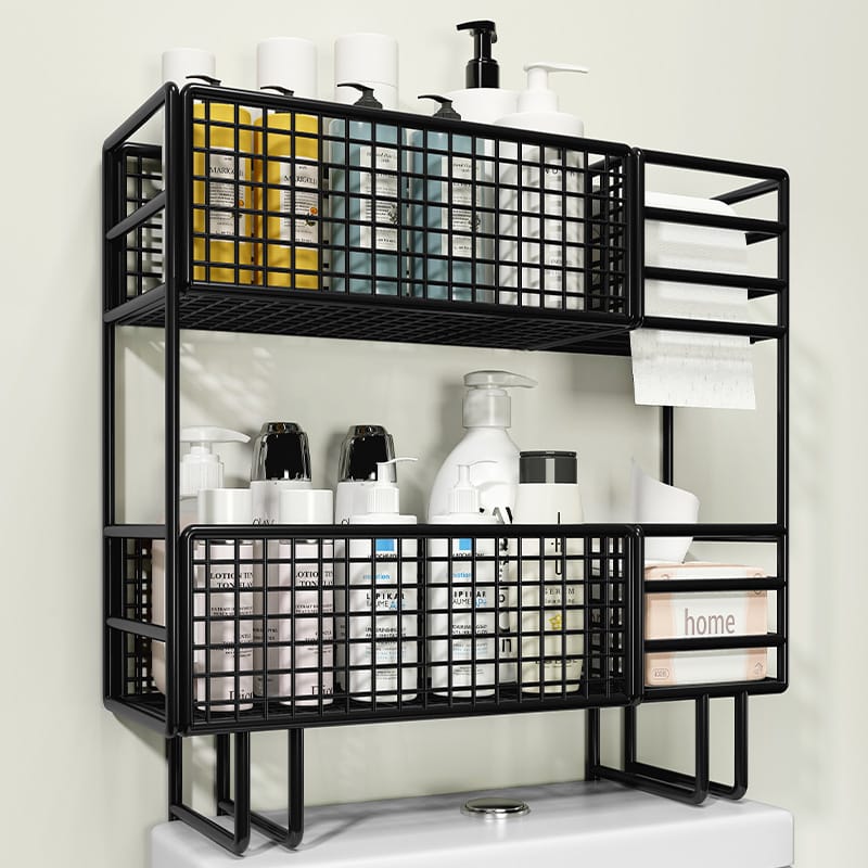 Double Layer Over - the - Toilet Rack | Punch - Free Bathroom Shelf | - Elegant Households KE
