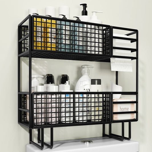 Double Layer Over - the - Toilet Rack | Punch - Free Bathroom Shelf | - Elegant Households KE