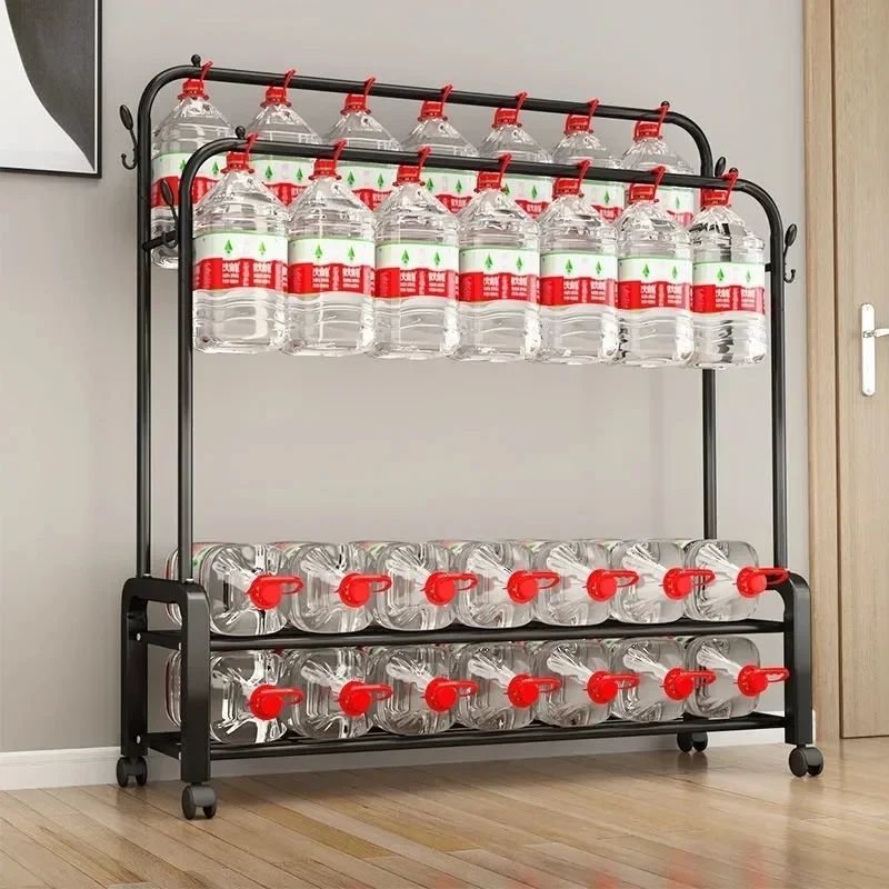 Double Pole Clothing Rack with Wheels and Shoe Rack | - Elegant Households KE