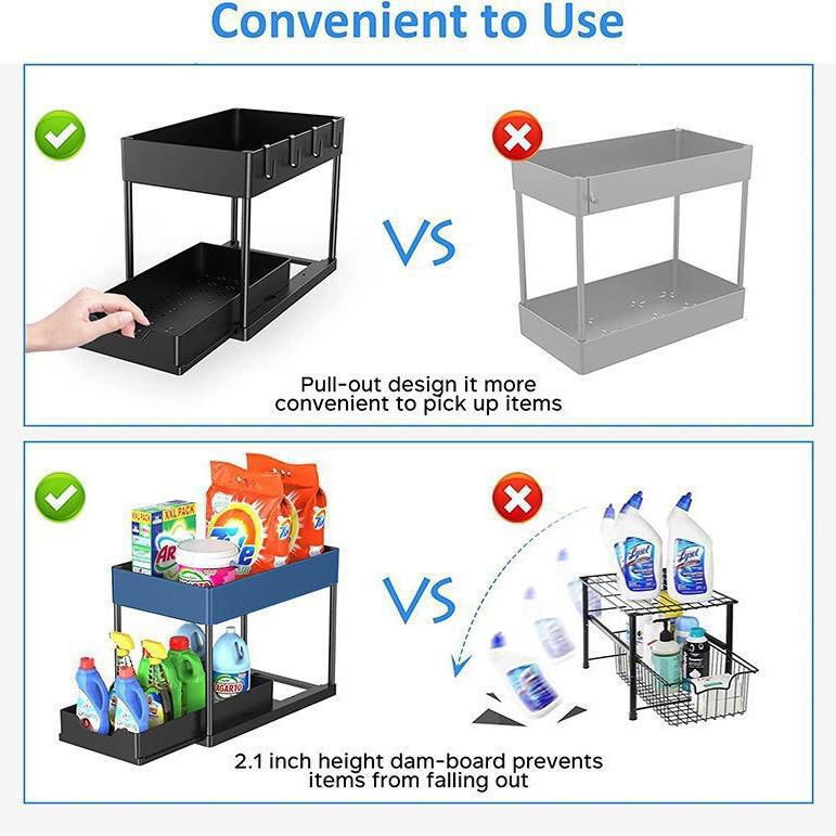 Double Sliding Under Sink Organizers and Storage | - Elegant Households KE