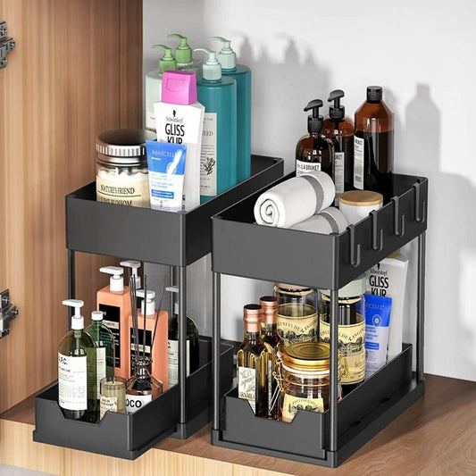 Double Sliding Under Sink Organizers and Storage | - Elegant Households KE