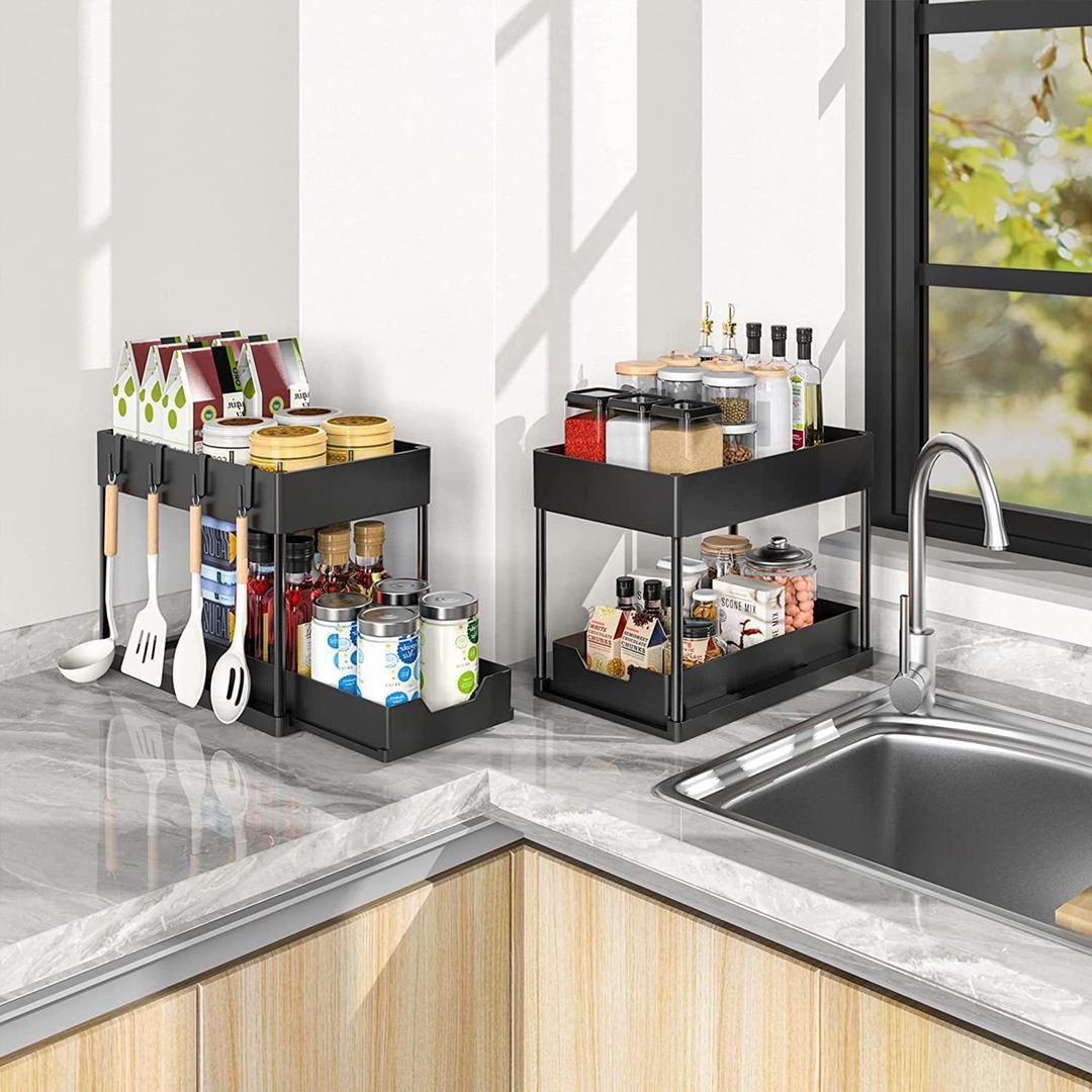 Double Sliding Under Sink Organizers and Storage | - Elegant Households KE