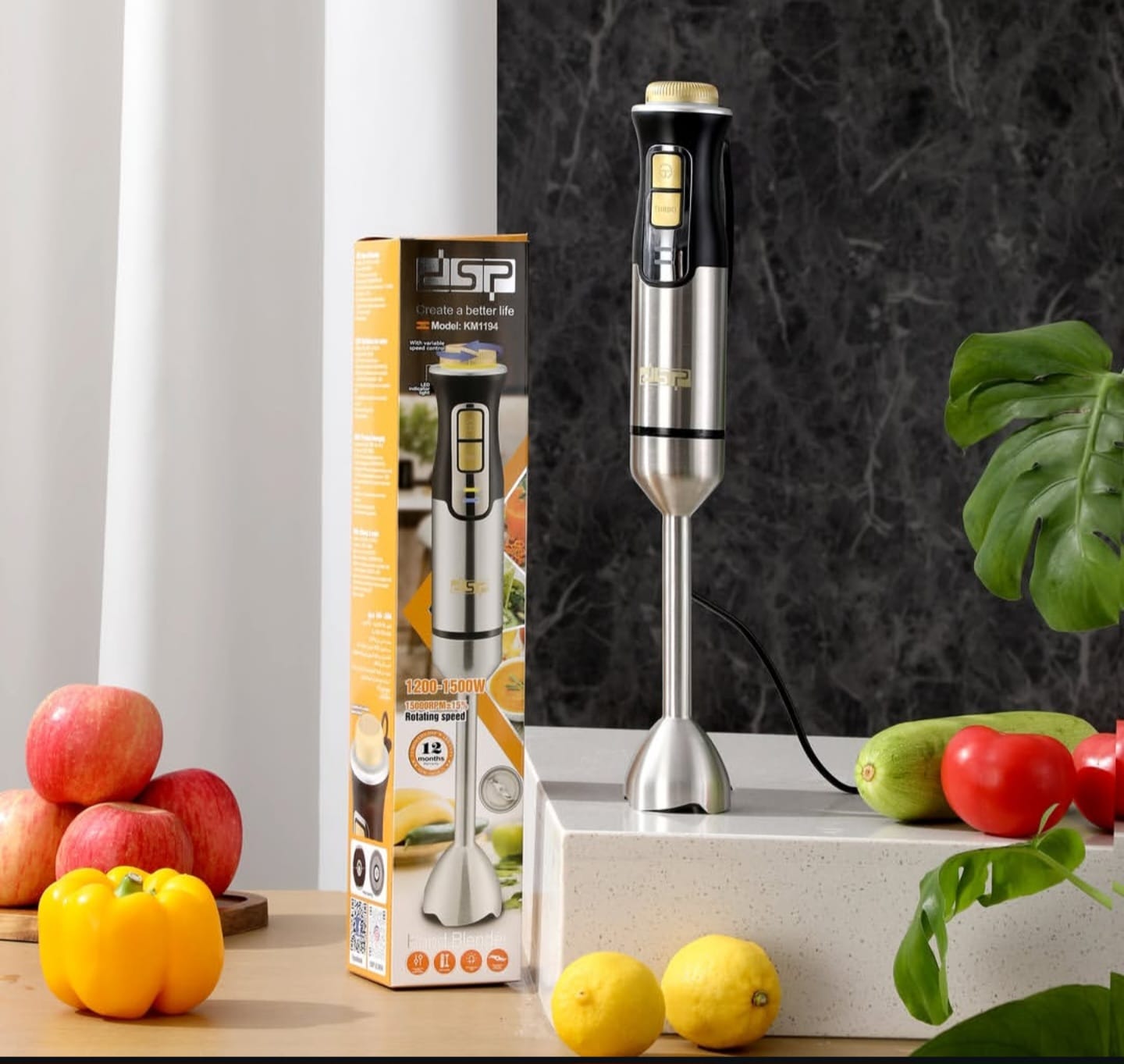 DSP 1500W Stainless Steel Hand Blender Variable Speed Immersion | - Elegant Households KE