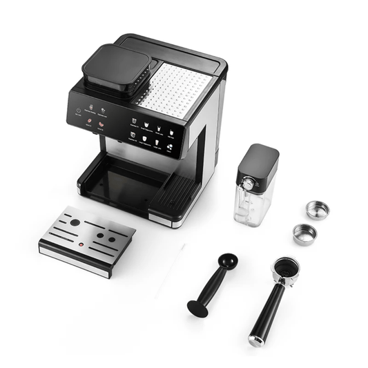 DSP 3 - in - 1 Espresso Coffee Maker – 20 Bar Automatic Coffee Machine with Touch Screen, Built - in Grinder, and Milk Frother | - Elegant Households KE