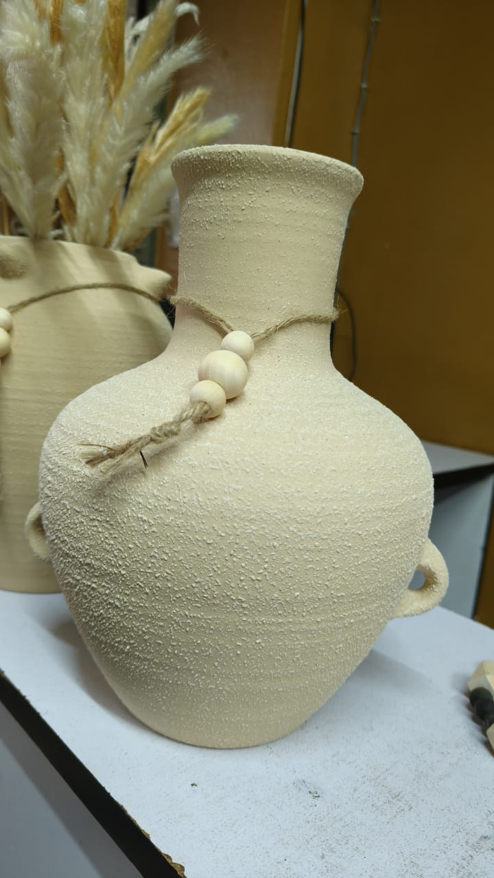 Dual Ear Handle Ancient Greek Vase Style Indoor Ceramic Pot | - Elegant Households KE