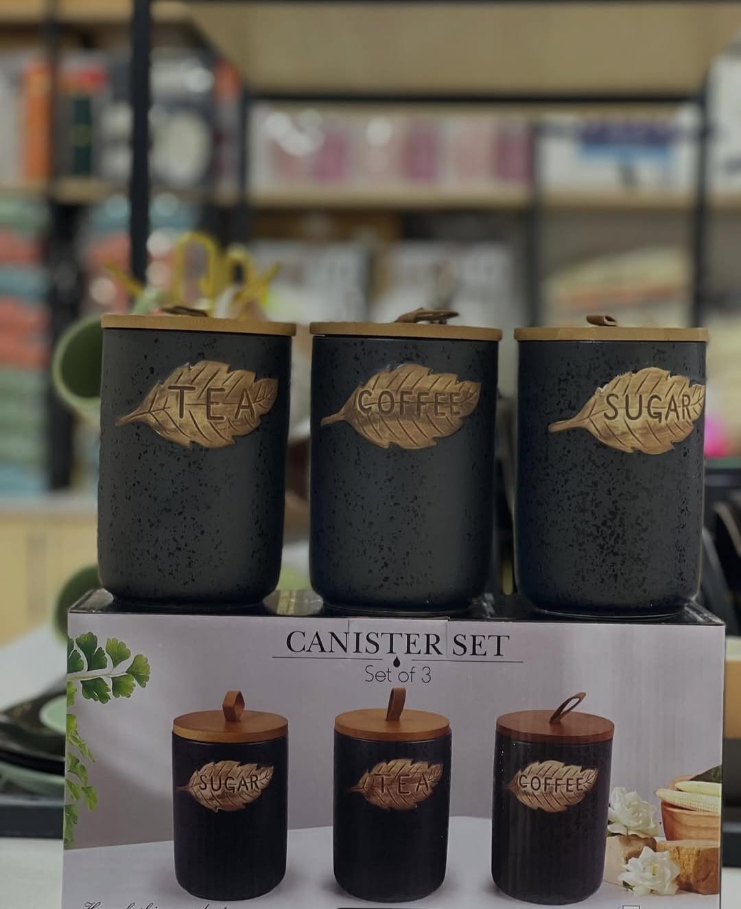 Durable Black Ceramic Canisters | - Elegant Households KE
