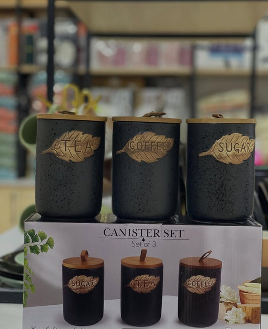Durable Black Ceramic Canisters | - Elegant Households KE