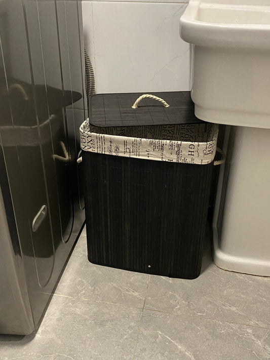 Eco - friendly bamboo laundry basket black  | - Elegant Households KE