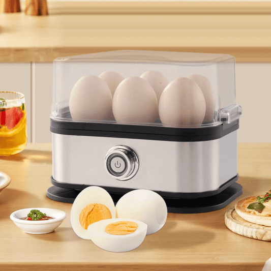 Egg Boiler - Electric 6-Egg Cooker with Timer and Measuring Cup