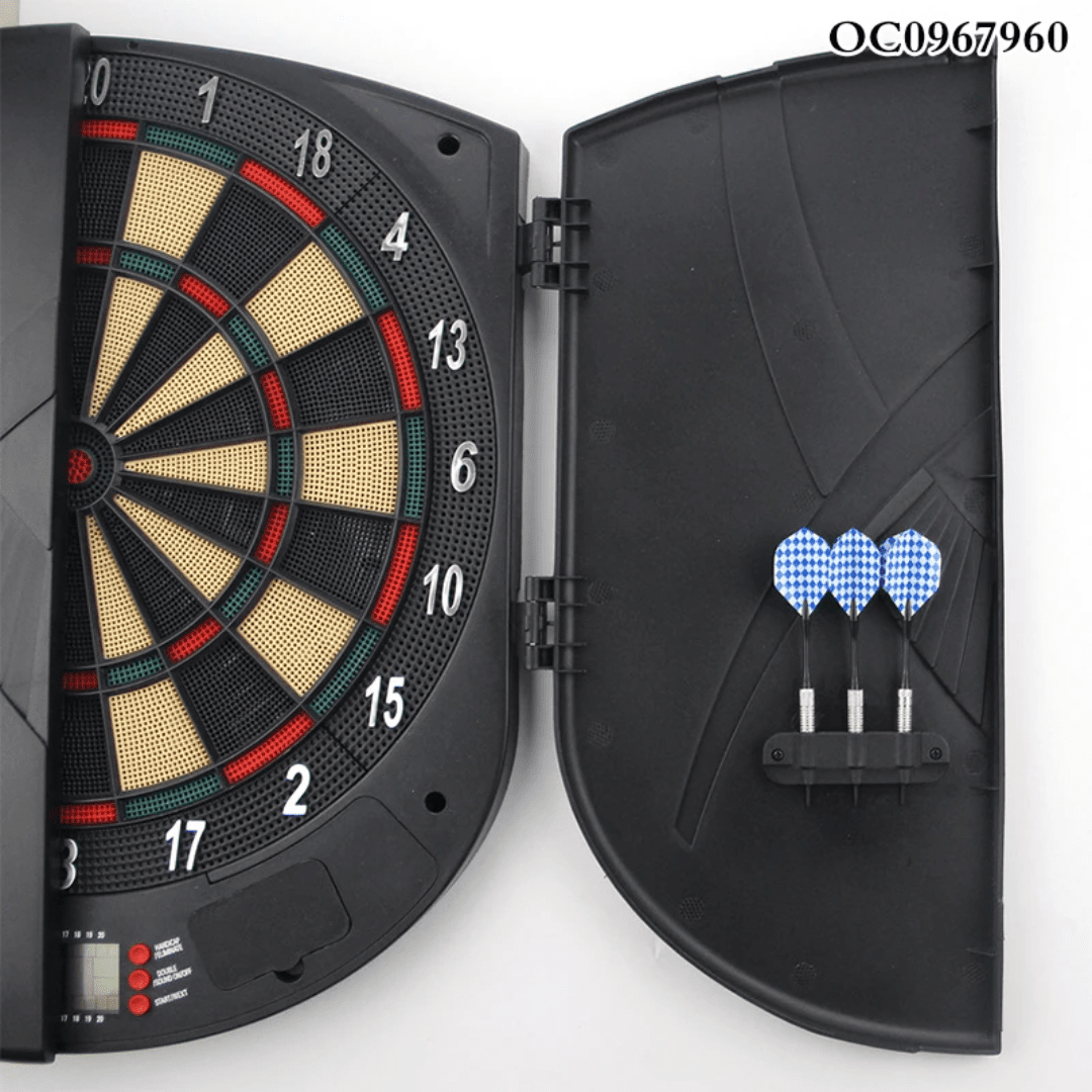 Electronic Dartboard Cabinet with Digital Scoring and Soft - Tip Darts | - Elegant Households KE