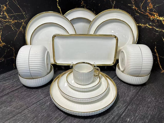 Elegant 32 Pcs Ring Gold Dinner | - Elegant Households KE