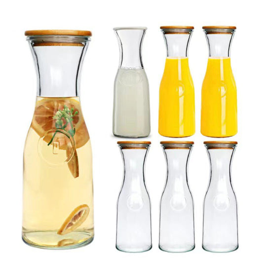 Elegant Glass Carafe with Natural Bamboo Lid | - Elegant Households KE