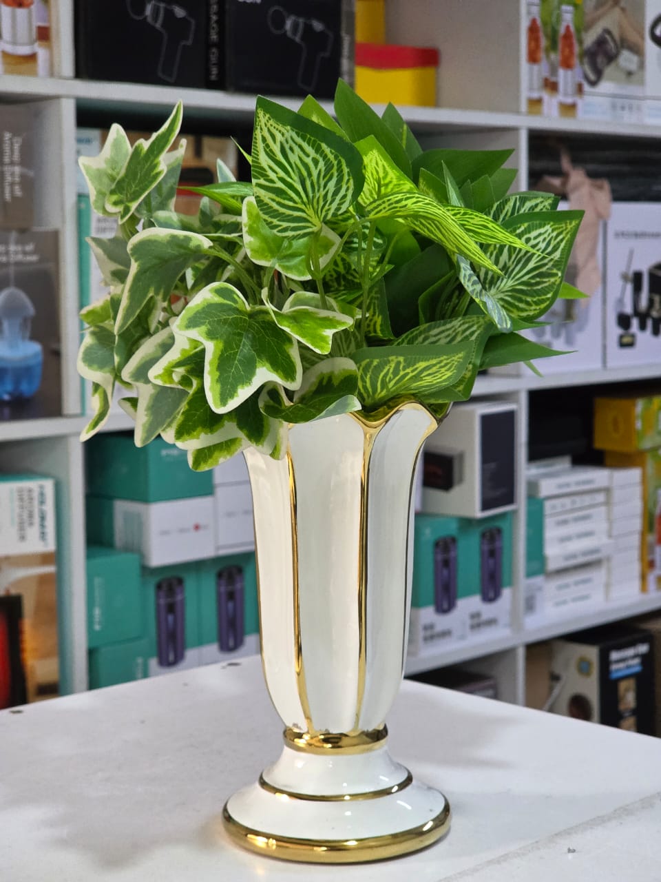 Elegant Gold Ceramic Vase | - Elegant Households KE