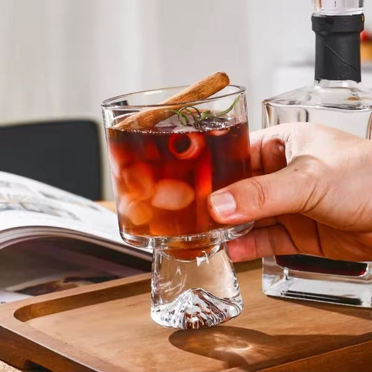 Elegant Mountain Bottom Crystal Glassware – Premium 340ml Glass for Whiskey, Coffee, Juice & Desserts | - Elegant Households KE