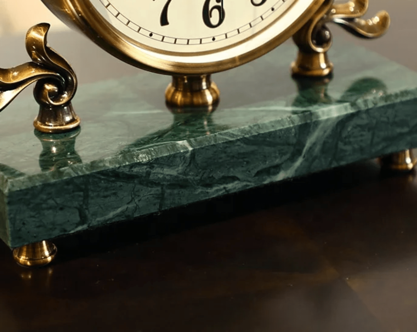 European Antique Table Clock – Armens Vintage Brass Desk Clock with Marble Base | - Elegant Households KE