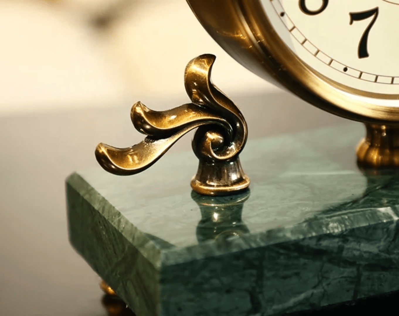 European Antique Table Clock – Armens Vintage Brass Desk Clock with Marble Base | - Elegant Households KE