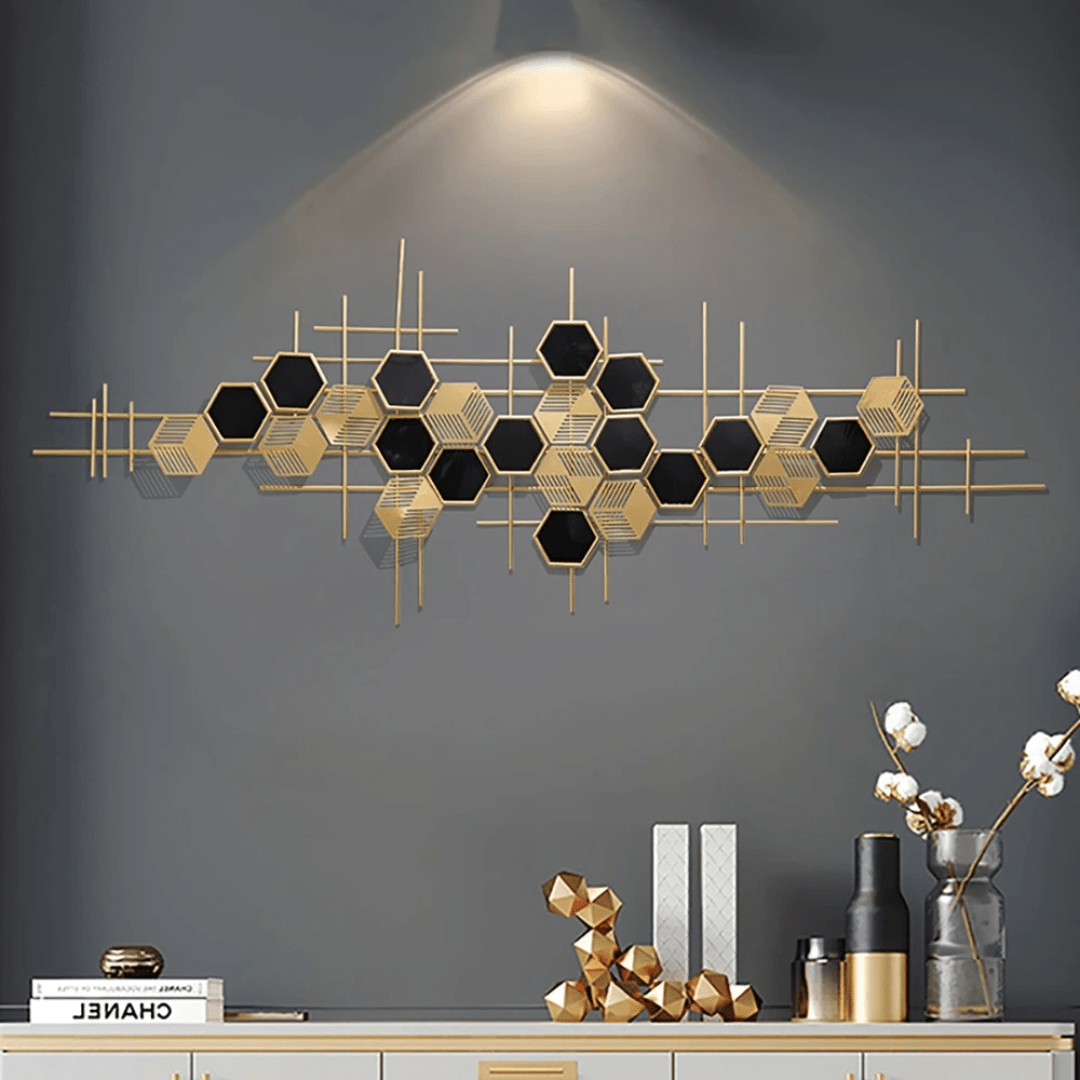 European Iron Wall Hanging – Luxury Geometric Metal Wall Art | - Elegant Households KE