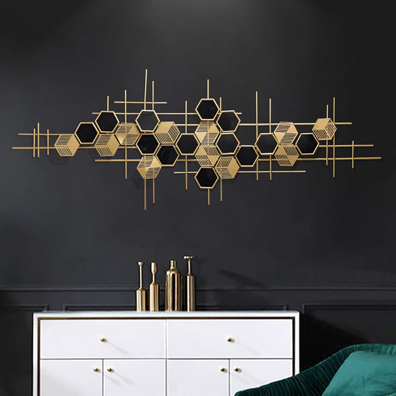 European Iron Wall Hanging – Luxury Geometric Metal Wall Art | - Elegant Households KE