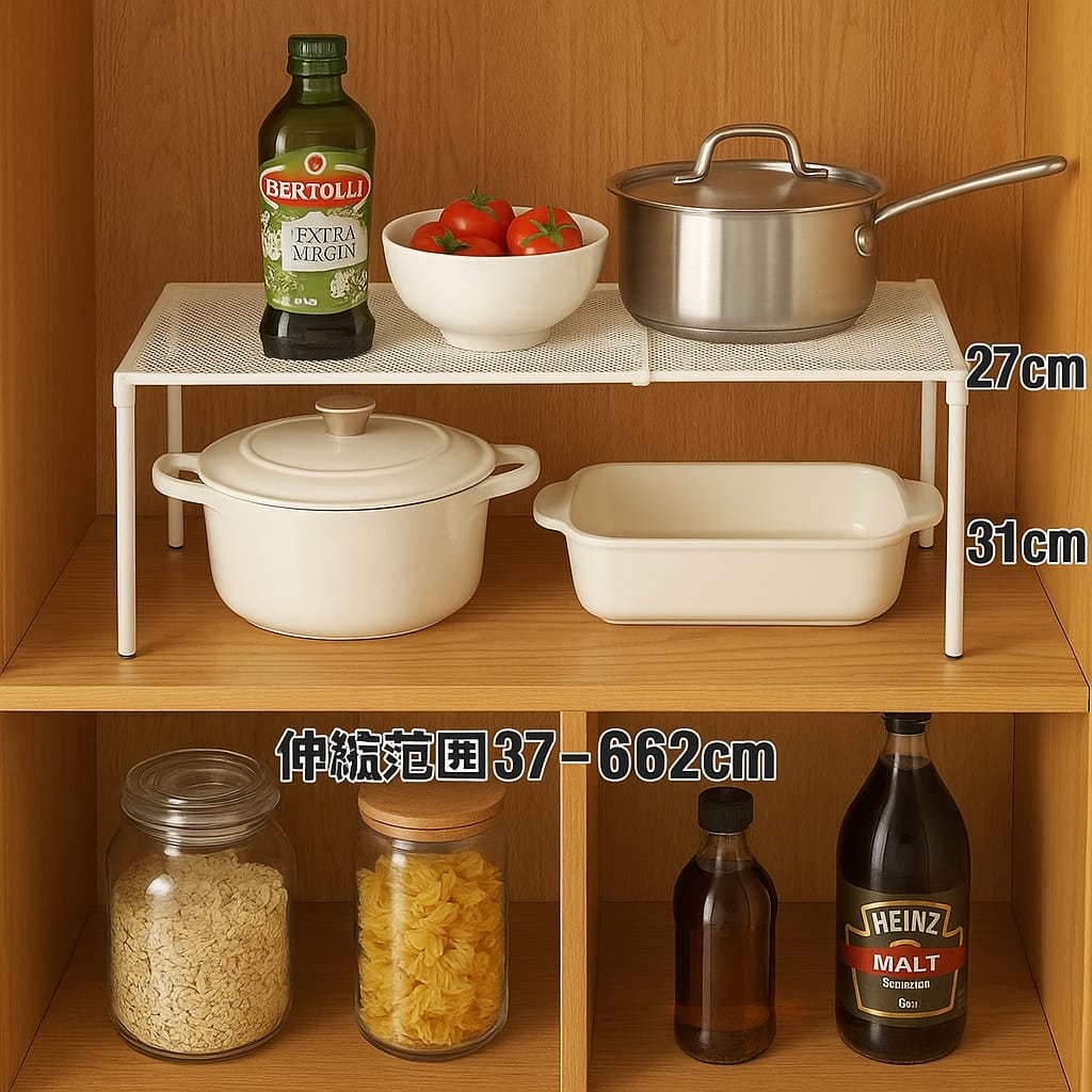Extendable under the shelf organizer | - Elegant Households KE