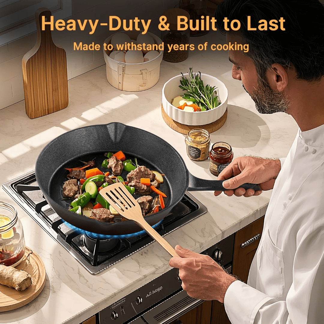 Extra Large 30cm Cast Iron Skillet Fry Pan | - Elegant Households KE