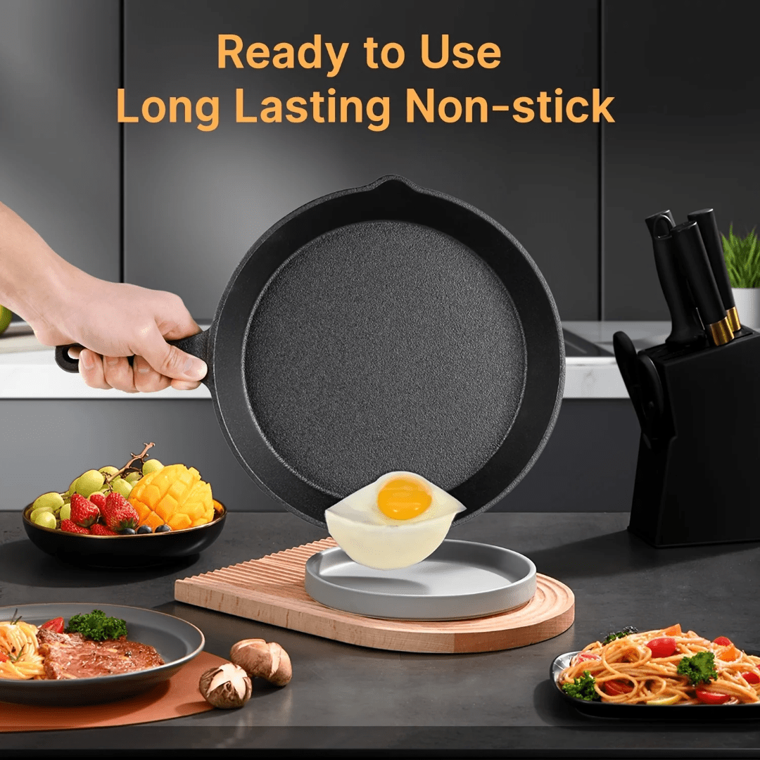 Extra Large 30cm Cast Iron Skillet Fry Pan | - Elegant Households KE