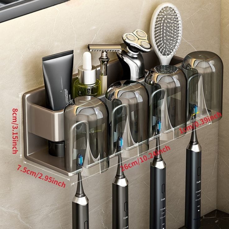 Family toothpaste dispenser with 4 cups   | - Elegant Households KE