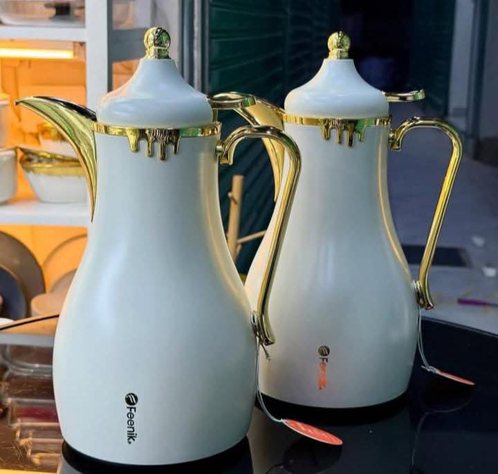 Feenik 1.0L Double - Walled Vacuum Flask with Gold Design | - Elegant Households KE