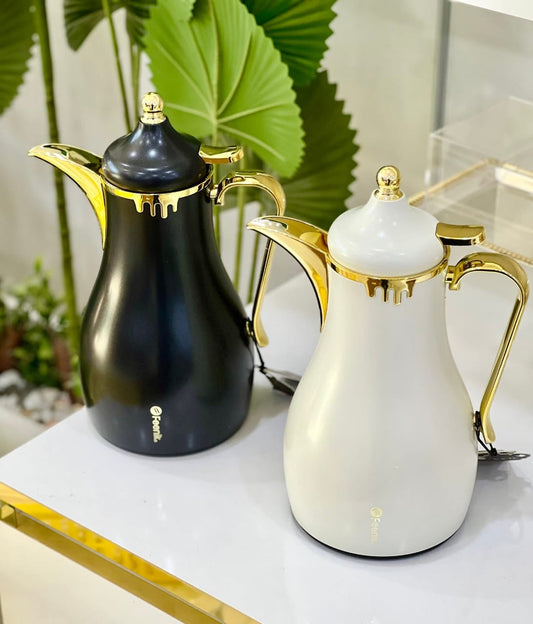 Feenik 1.0L Double - Walled Vacuum Flask with Gold Design | - Elegant Households KE