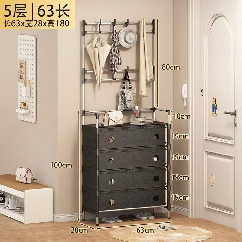 Five Tier Shoe Rack with 8 Utilities Hooks | - Elegant Households KE