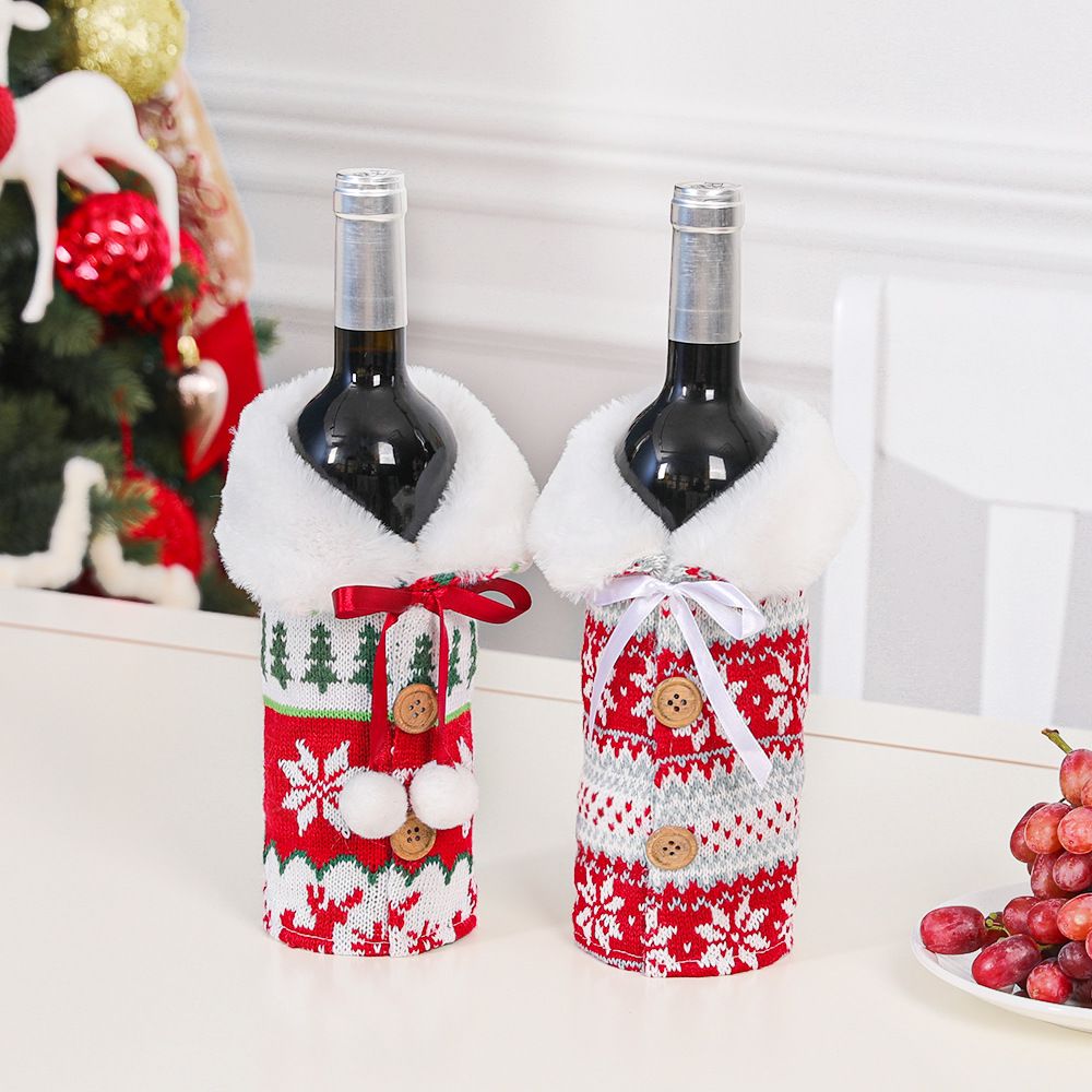 Fluffy Christmas Wine Bottle Cover | - Elegant Households KE